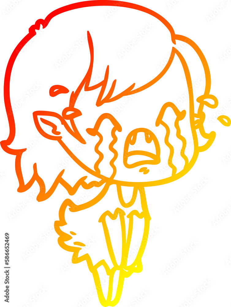 warm gradient line drawing cartoon crying vampire girl warm gradient line drawing cartoon crying vampire girl