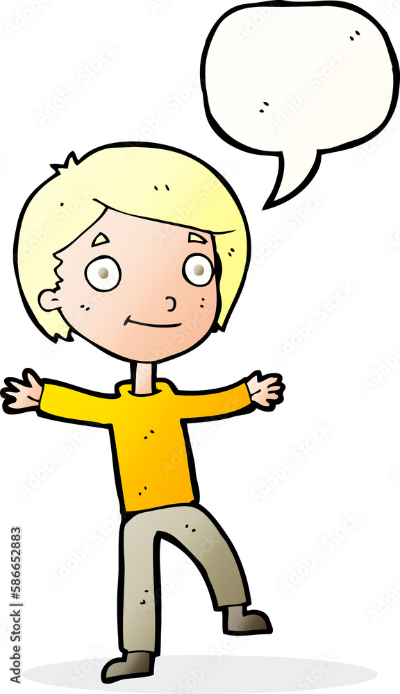 cartoon excited boy with speech bubble cartoon excited boy with speech bubble