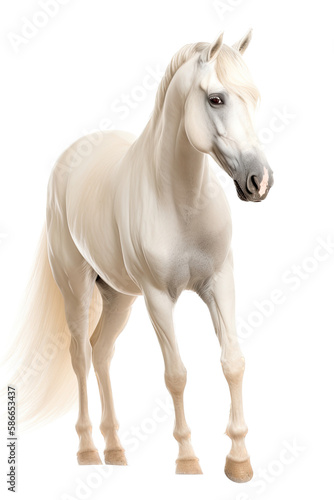 an equestrian-themed photographic illustration of a Palomino horse rearing and running on a transparent background in PNG. T-shirt design. Generative AI