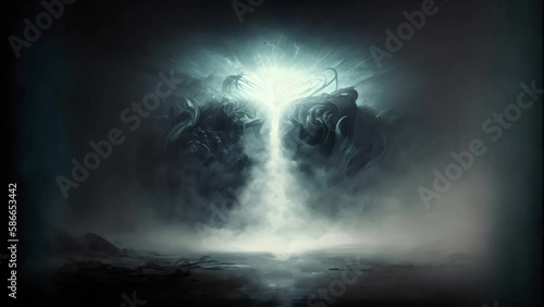 mysterious,unknown, Cthulhu, supernatural, mystical atomosphere with fog flow,  photo