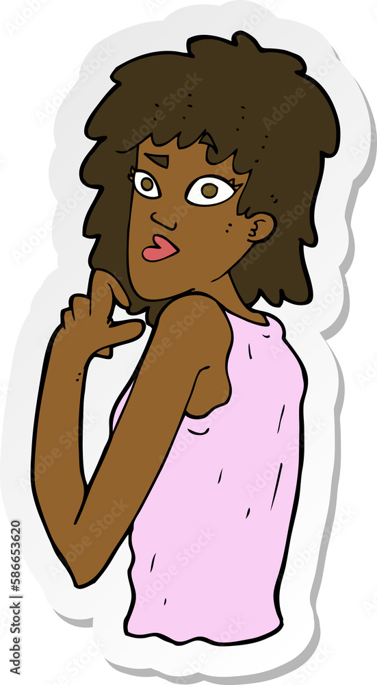 sticker of a cartoon surprised woman