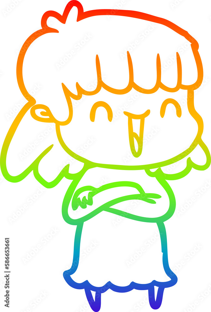 rainbow gradient line drawing cartoon woman rainbow gradient line drawing cartoon woman