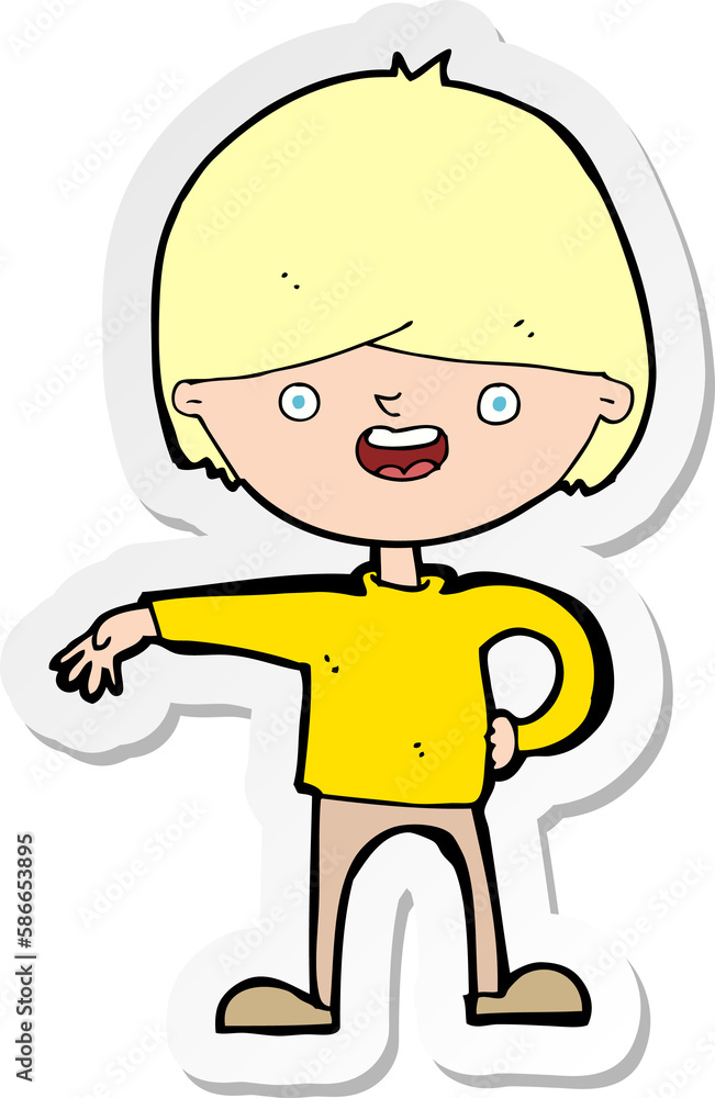 sticker of a cartoon happy man