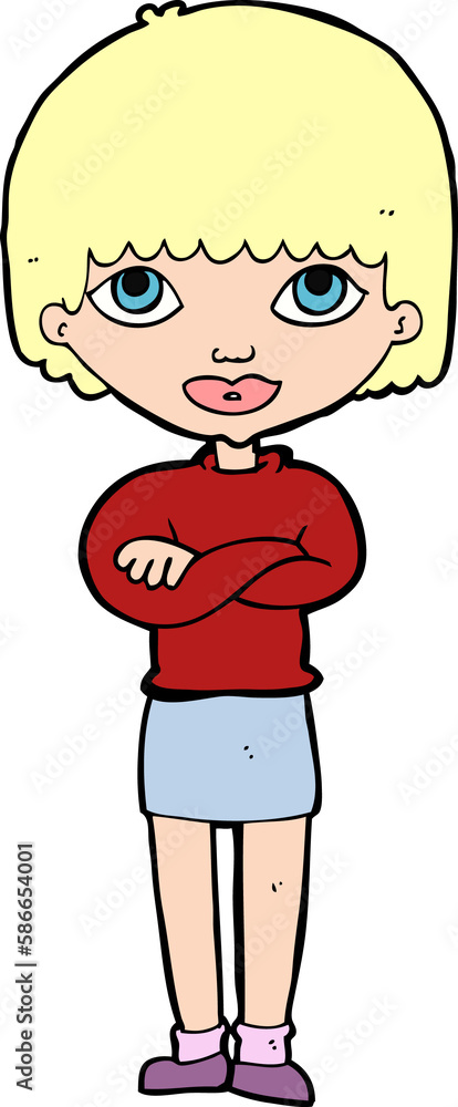 cartoon woman with folded arms cartoon woman with folded arms
