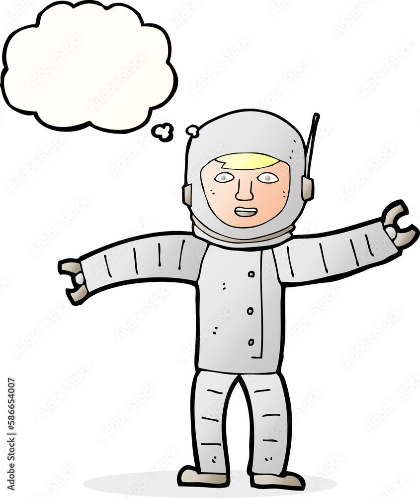 Fototapeta premium cartoon space man with thought bubble