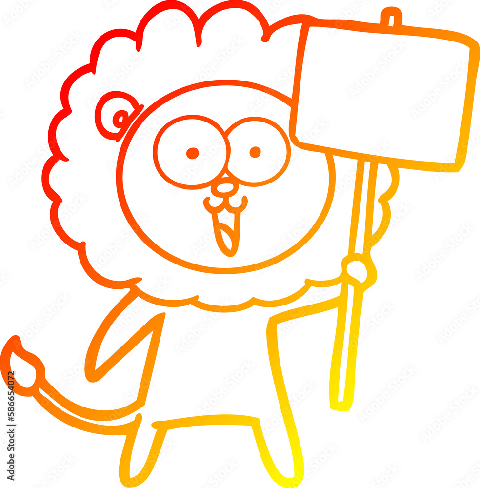 warm gradient line drawing happy cartoon lion warm gradient line drawing happy cartoon lion