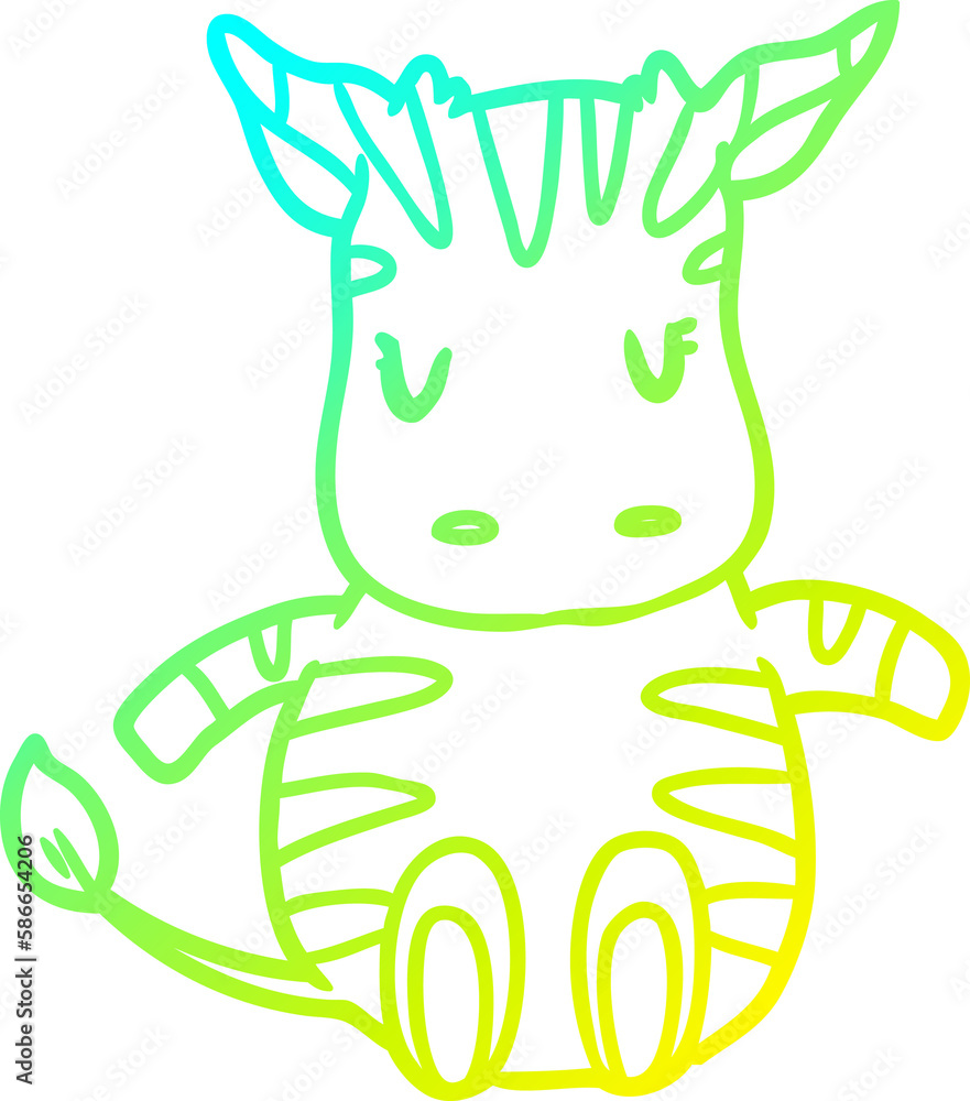 Fototapeta premium cold gradient line drawing cute zebra