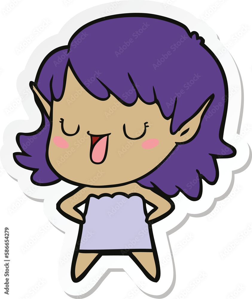 sticker of a cartoon elf girl