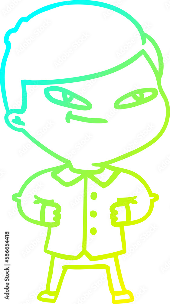 cold gradient line drawing cartoon confident man cold gradient line drawing cartoon confident man