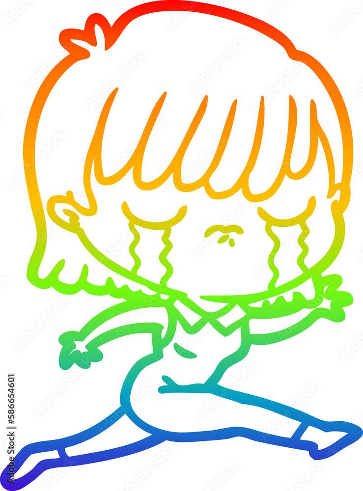 rainbow gradient line drawing cartoon woman crying rainbow gradient line drawing cartoon woman crying