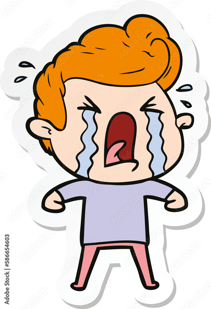 sticker of a cartoon crying man sticker of a cartoon crying man