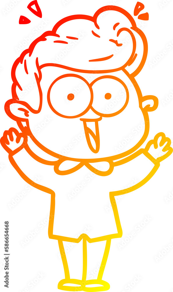 warm gradient line drawing cartoon excited man warm gradient line drawing cartoon excited man