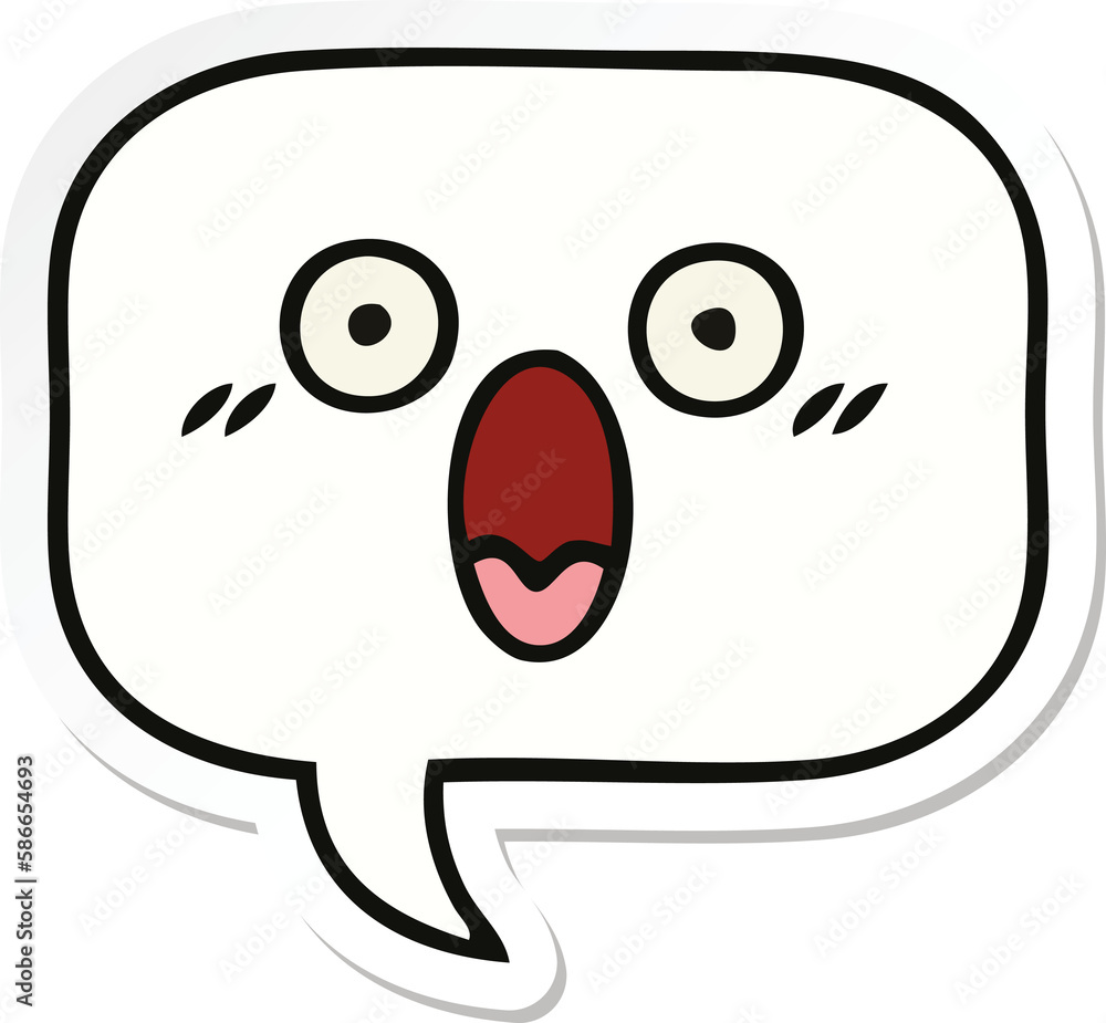 sticker of a cute cartoon speech bubble sticker of a cute cartoon speech bubble
