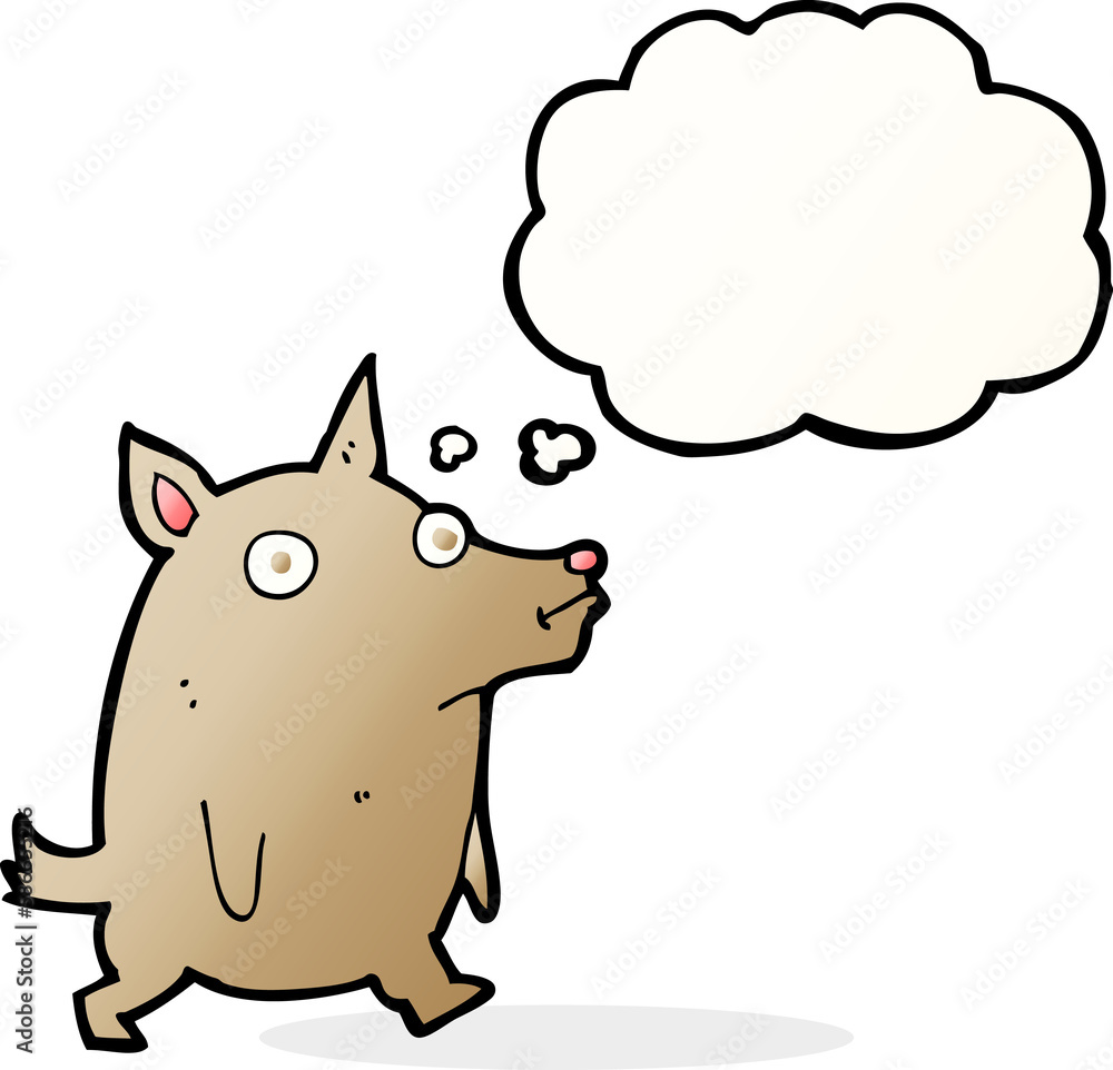 cartoon funny little dog with thought bubble cartoon funny little dog with thought bubble