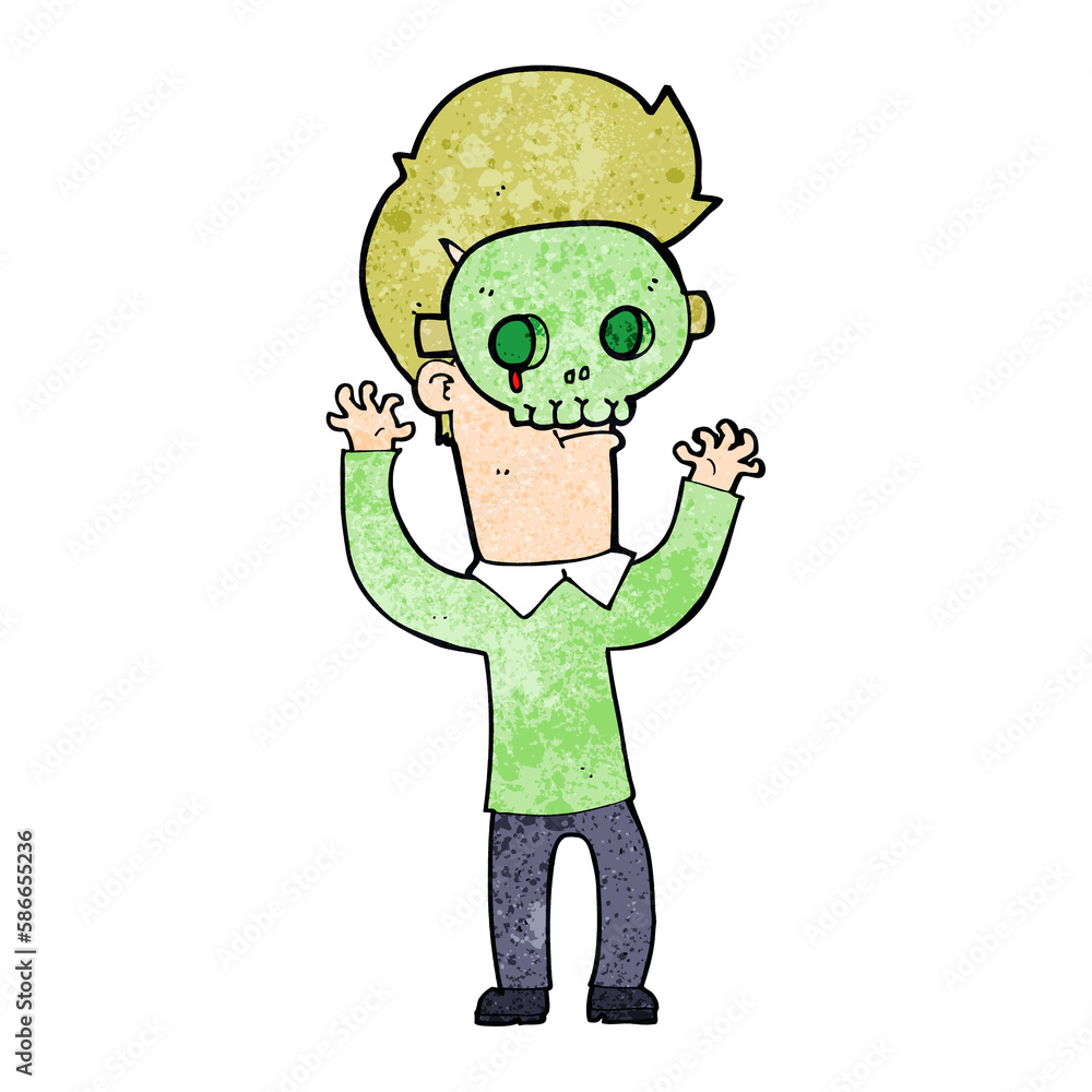 cartoon man in skull mask