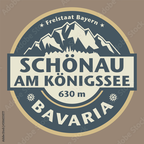 Abstract stamp or emblem with Schonau am Konigssee, Bavaria, Germany name, vector illustration