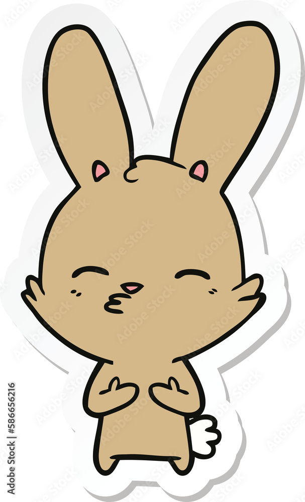 sticker of a curious bunny cartoon sticker of a curious bunny cartoon