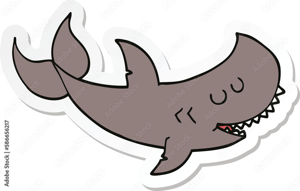 sticker of a cartoon shark sticker of a cartoon shark