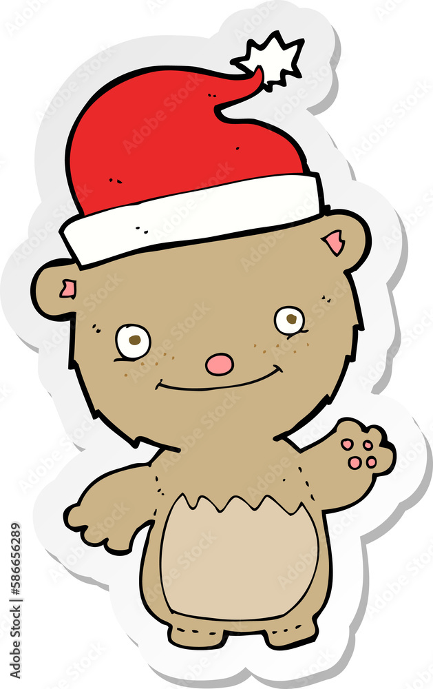 sticker of a cartoon christmas teddy bear sticker of a cartoon christmas teddy bear