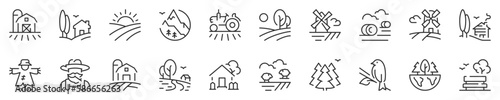 Fotografia Line icons about countryside and landscape
