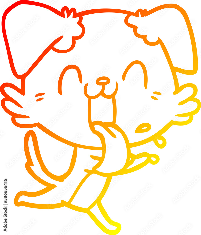 warm gradient line drawing cartoon panting dog running warm gradient line drawing cartoon panting dog running