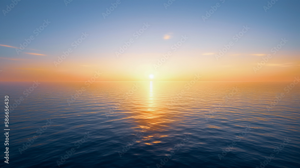 Obraz premium Minimalist Horizons, A Serene Sun and Sky Collection AI Generated 