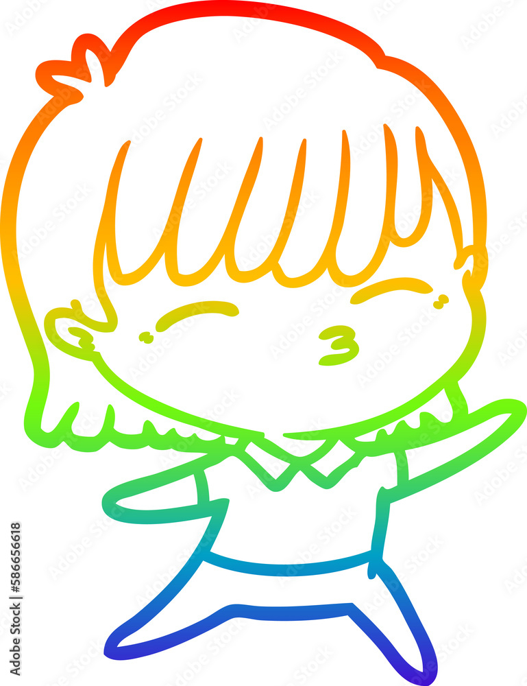 rainbow gradient line drawing cartoon woman rainbow gradient line drawing cartoon woman