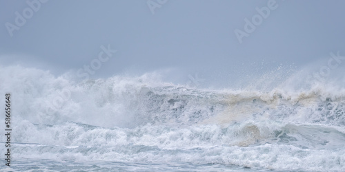 Fototapeta Naklejka Na Ścianę i Meble -  crashing waves off chapel Porth beach cornwall england uk 