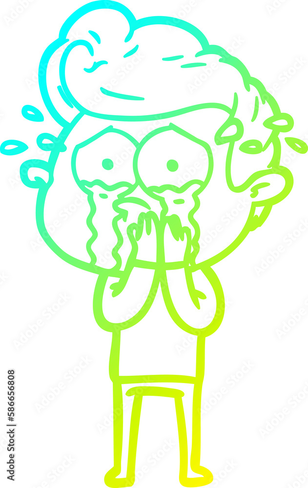 cold gradient line drawing concerned crying man cold gradient line drawing concerned crying man