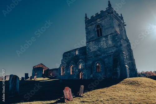 Ruins of the church. The ruins of the gothic church. England, UK. St Mary's Church (ruin), Colston Bassett.  photo