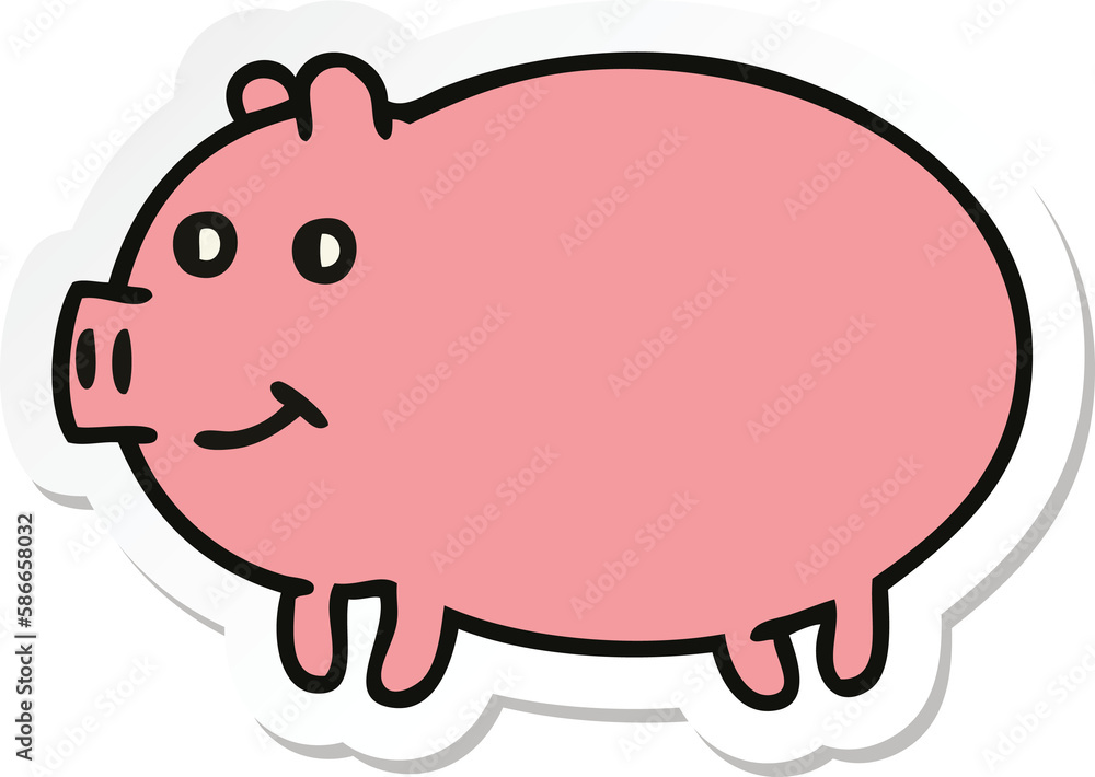 sticker of a cute cartoon pig sticker of a cute cartoon pig