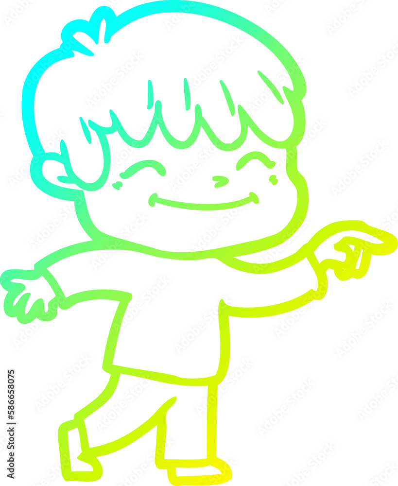 cold gradient line drawing cartoon happy boy cold gradient line drawing cartoon happy boy