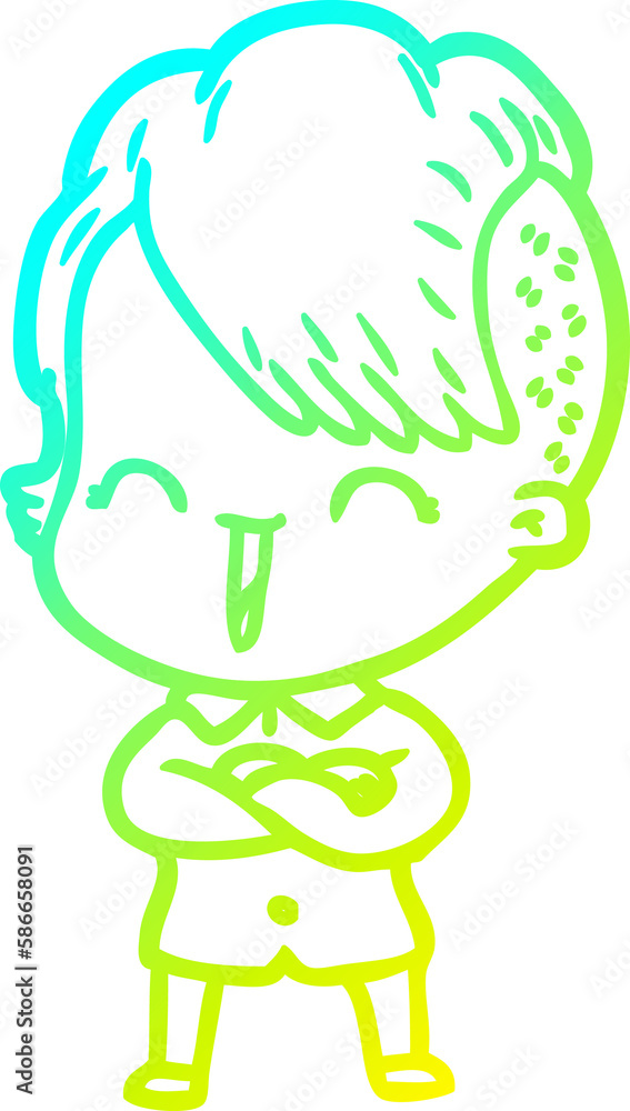 cold gradient line drawing cartoon happy hipster girl cold gradient line drawing cartoon happy hipster girl