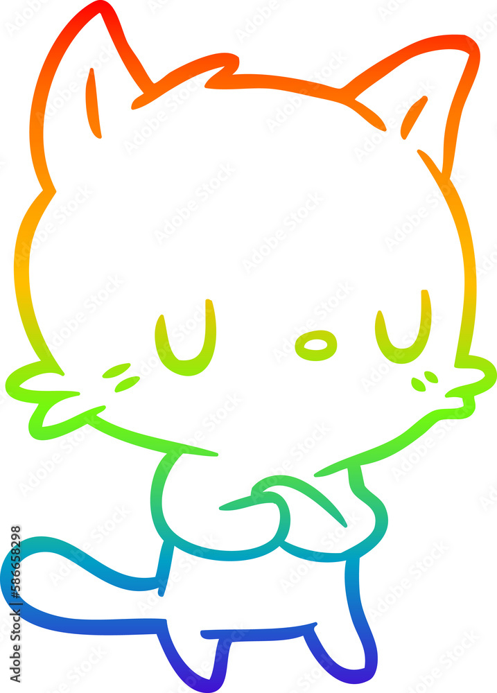 rainbow gradient line drawing cute cartoon cat rainbow gradient line drawing cute cartoon cat