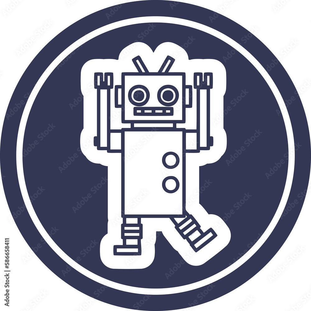 Fototapeta premium dancing robot circular icon