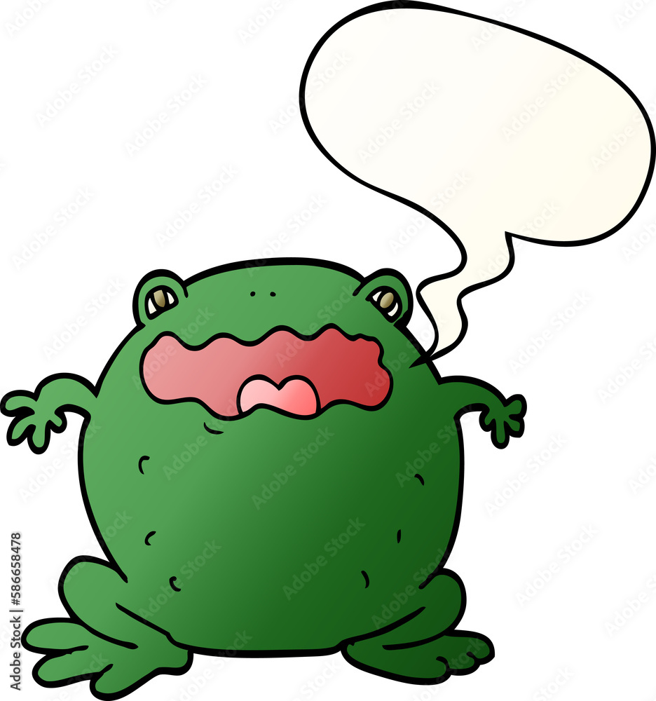 cartoon toad and speech bubble in smooth gradient style cartoon toad and speech bubble in smooth gradient style