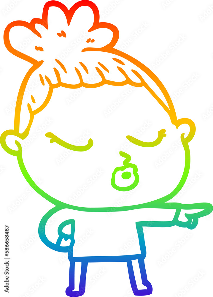 rainbow gradient line drawing cartoon calm woman rainbow gradient line drawing cartoon calm woman