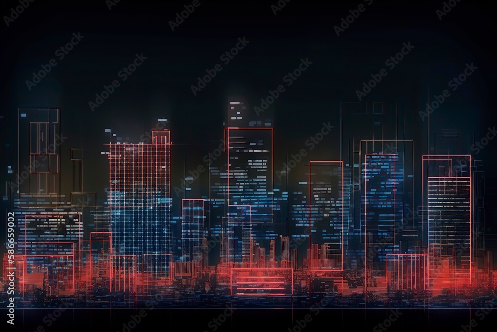 Fototapeta premium Future-Ready The Technological Skyline of a Smart City, Digital City, Futurestic City of New Era. Generative AI