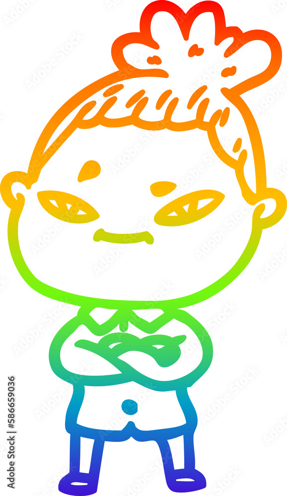Obraz premium rainbow gradient line drawing cartoon woman