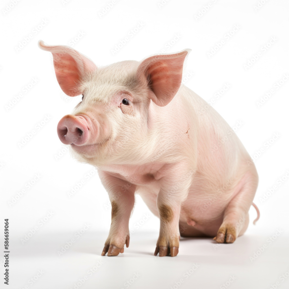 Un cochon rose sur un fond blanc Un cochon rose sur un fond blanc