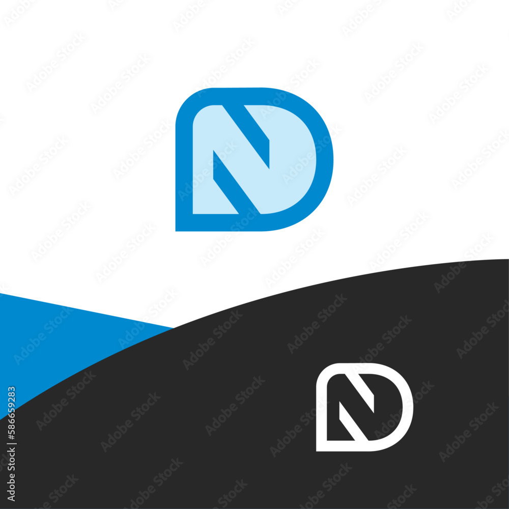 Cute and unique letter ND logo in minimal and creative style Cute and unique letter ND logo in minimal and creative style