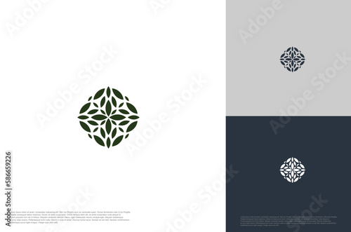 circle design elements abstract leaf for natural product company logo vector template