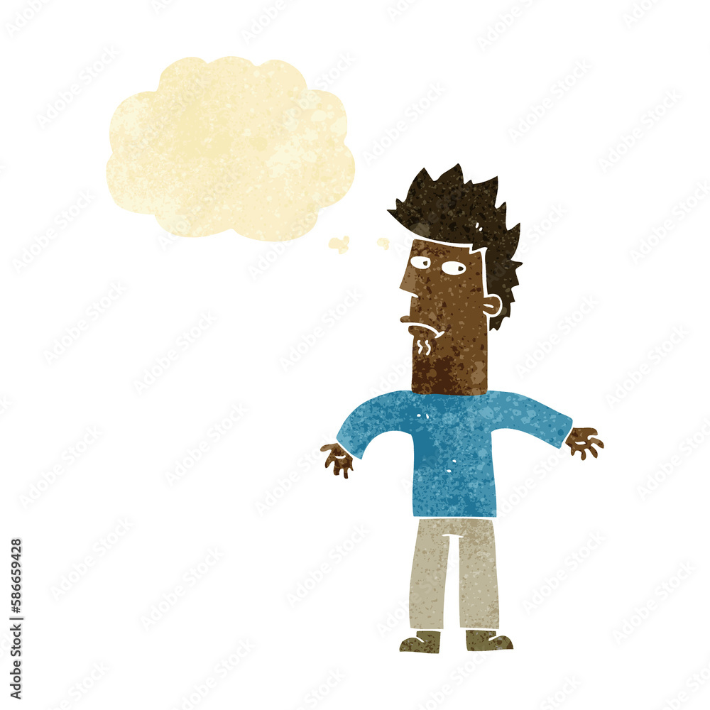 cartoon confused man with thought bubble cartoon confused man with thought bubble