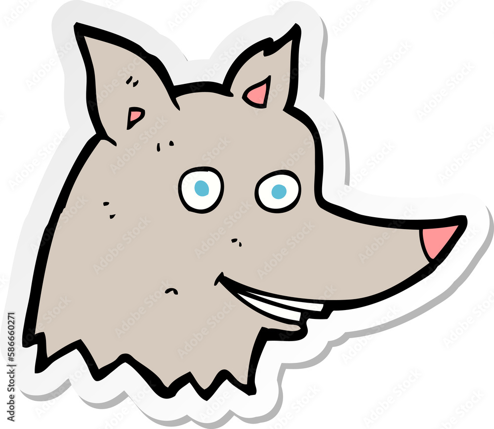 sticker of a cartoon wolf head sticker of a cartoon wolf head