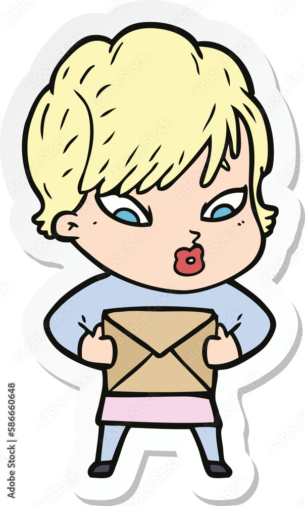 sticker of a cartoon woman sticker of a cartoon woman