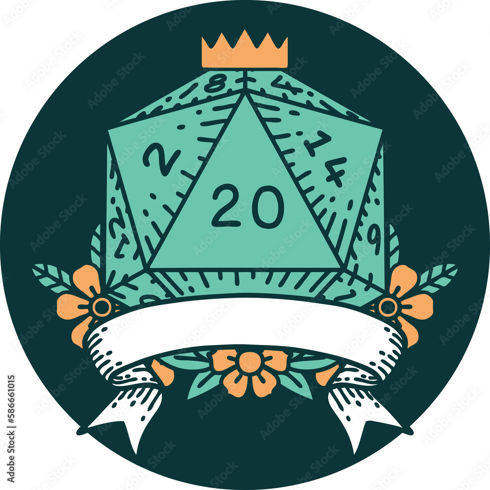 natural 20 critical hit D20 dice roll icon natural 20 critical hit D20 dice roll icon