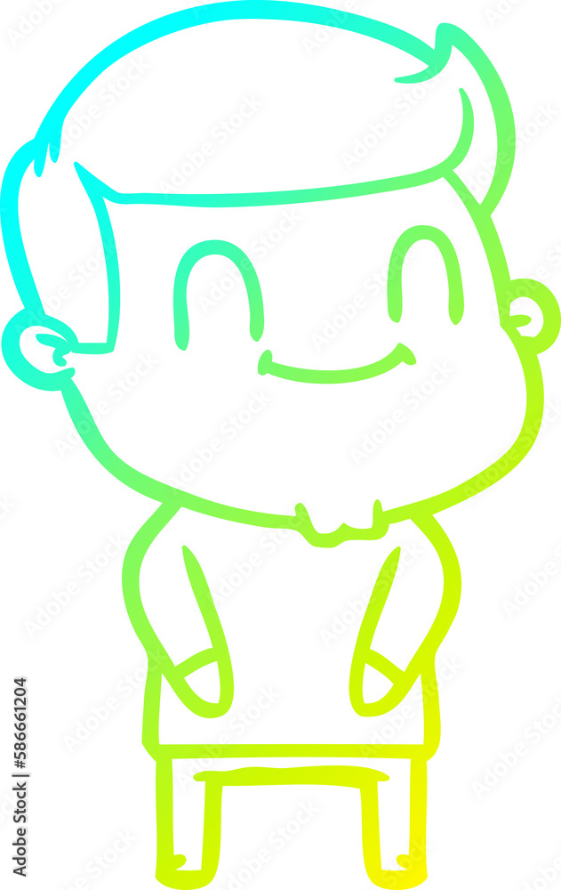 cold gradient line drawing cartoon happy man cold gradient line drawing cartoon happy man