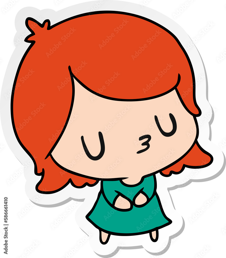 sticker cartoon of a cute kawaii girl sticker cartoon of a cute kawaii girl