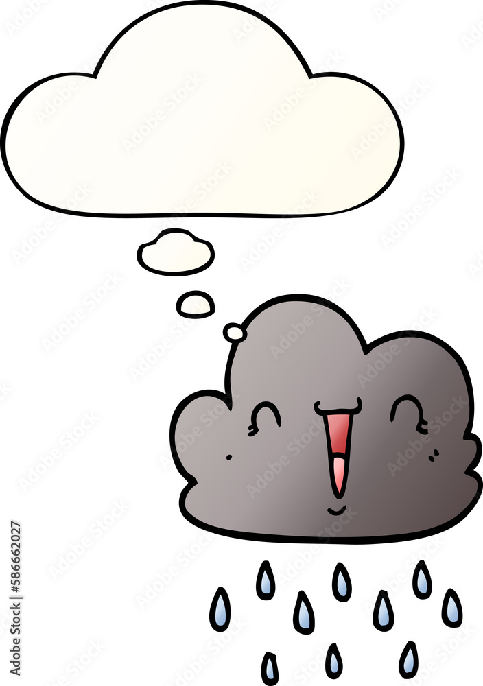 cartoon storm cloud and thought bubble in smooth gradient style cartoon storm cloud and thought bubble in smooth gradient style