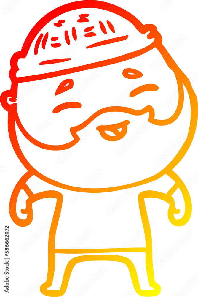 warm gradient line drawing cartoon happy bearded man warm gradient line drawing cartoon happy bearded man